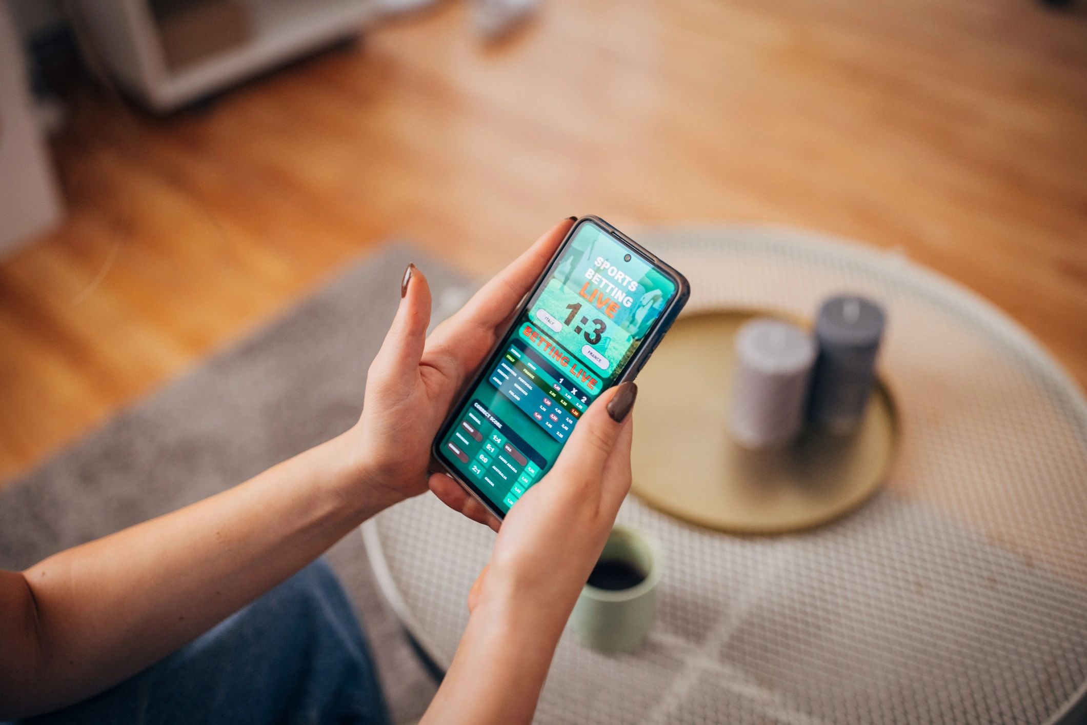 Person reviewing odds on a phone, representing consistent unit sizing
