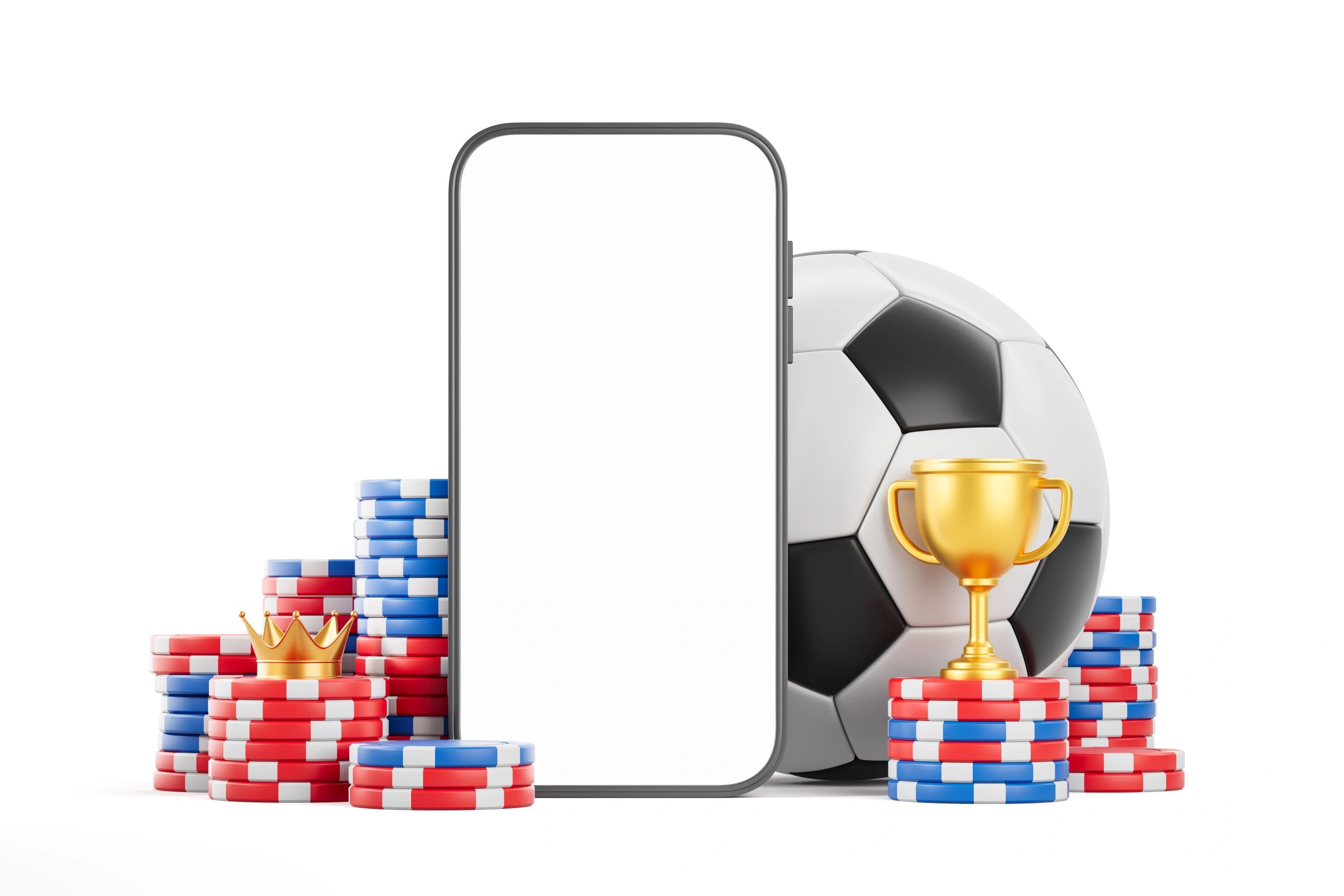 Smartphone mockup with sports items representing online sports betting